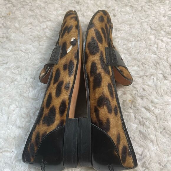 J Crew leather calf hair leopard print penny loafers size 7 - Picture 7 of 12